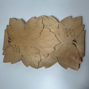 Vintage Polish Hand-carved Wood Grape Leaves and Fruits, Wall hanging 
#0228244